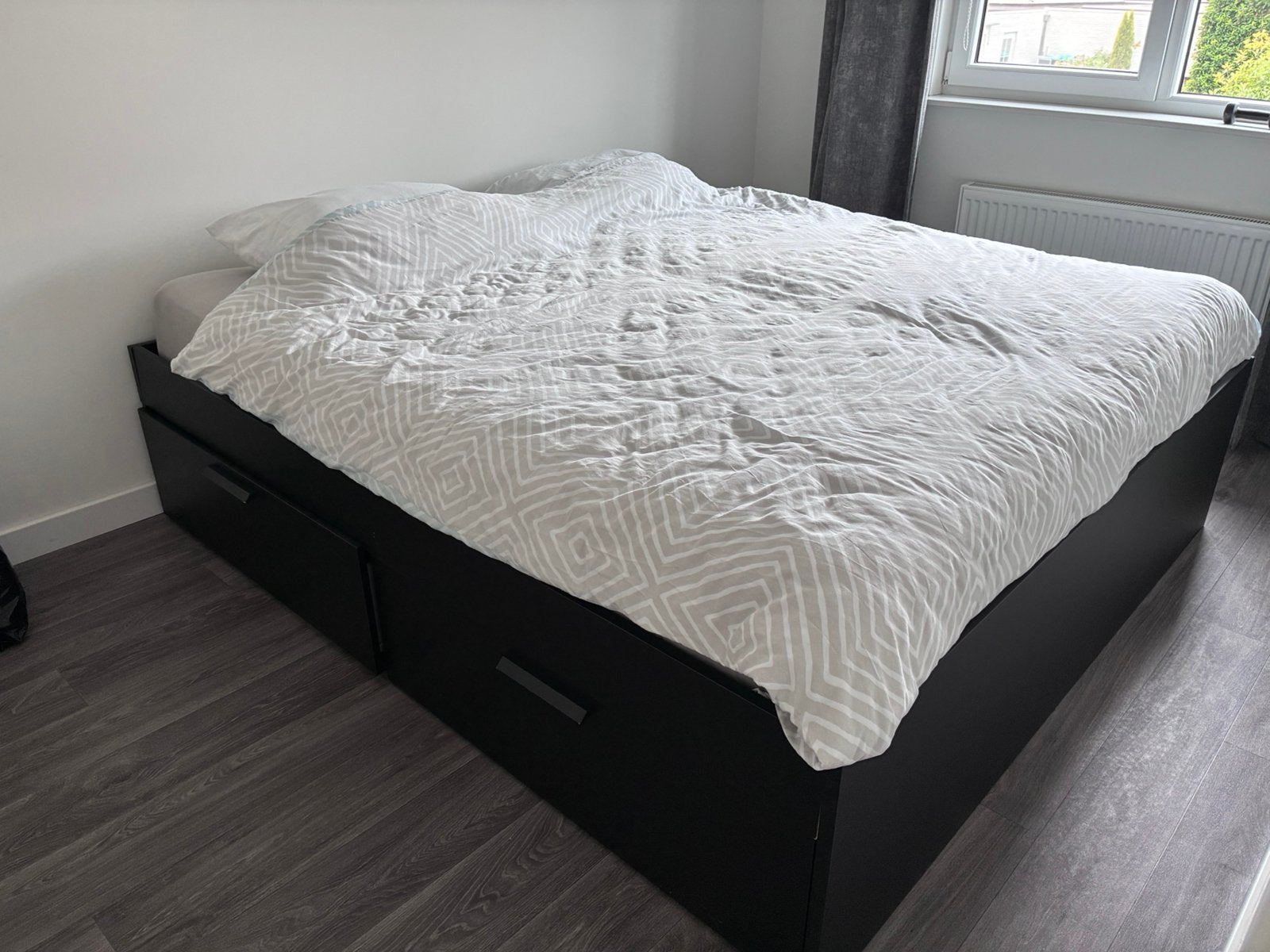 Tweepersoonsbed 2-persoons bed Ikea Brimnes 180x200, Ophalen, Zwart, Tweepersoons, Zo goed als nieuw