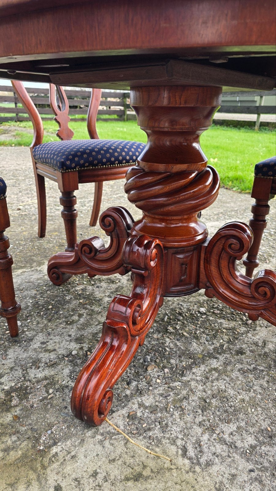 Antieke Mahonie Eettafel met 4 Stoelen, Antiek en Kunst, Ophalen