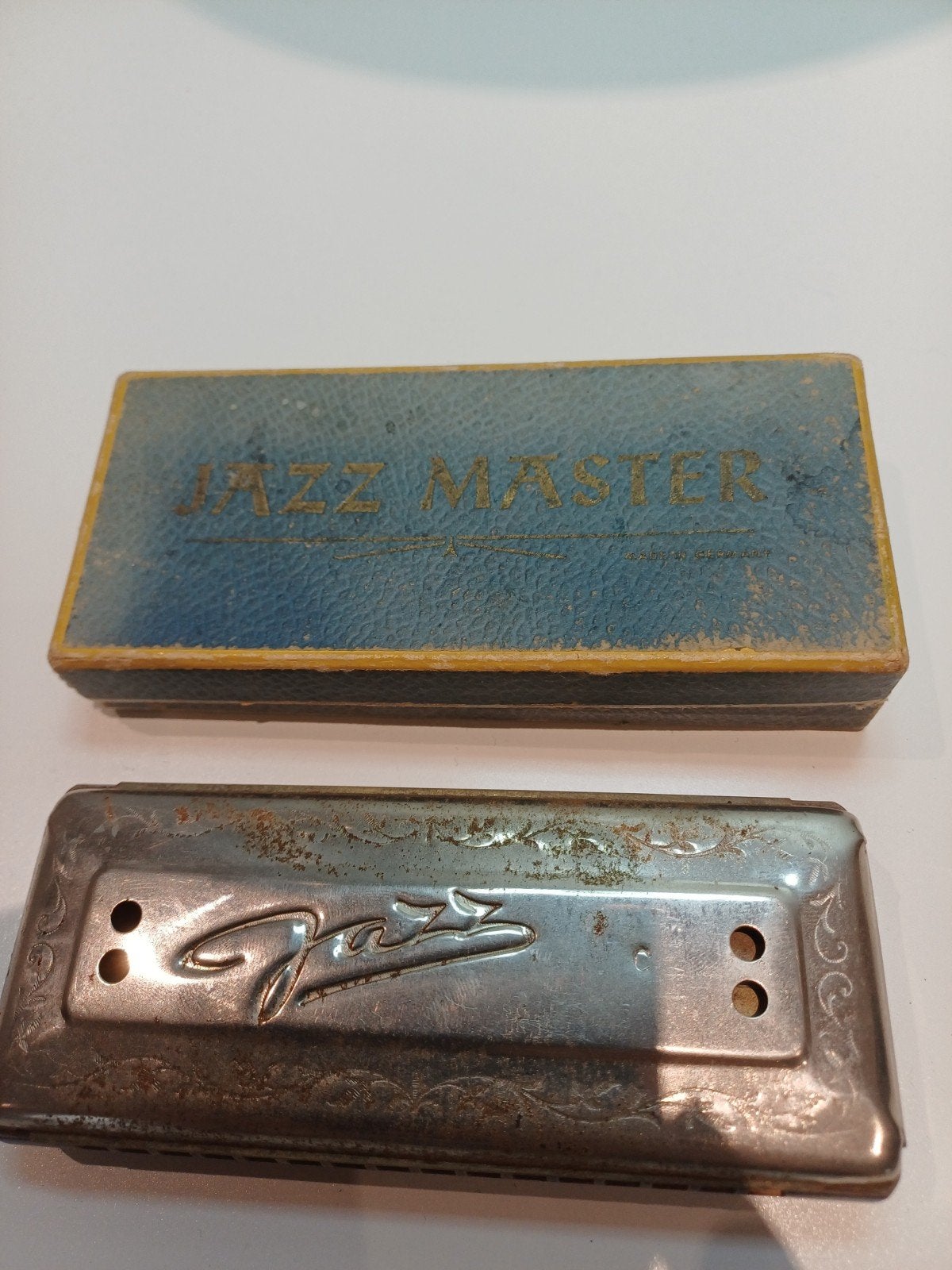 Oude Jazz Master Tremolo Mondharmonica met doosje, Gebruikt, G-mondharmonica, Ophalen of Verzenden, Met koffer of doosje