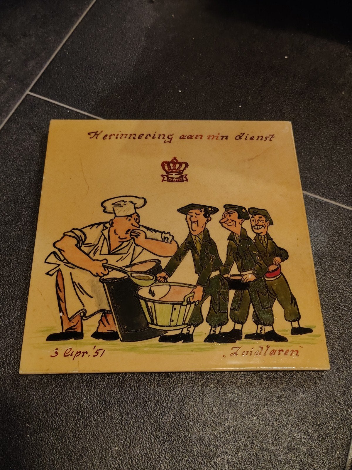 Tegel Herinnering aan dienst Zuidlaren 1951, Ophalen of Verzenden