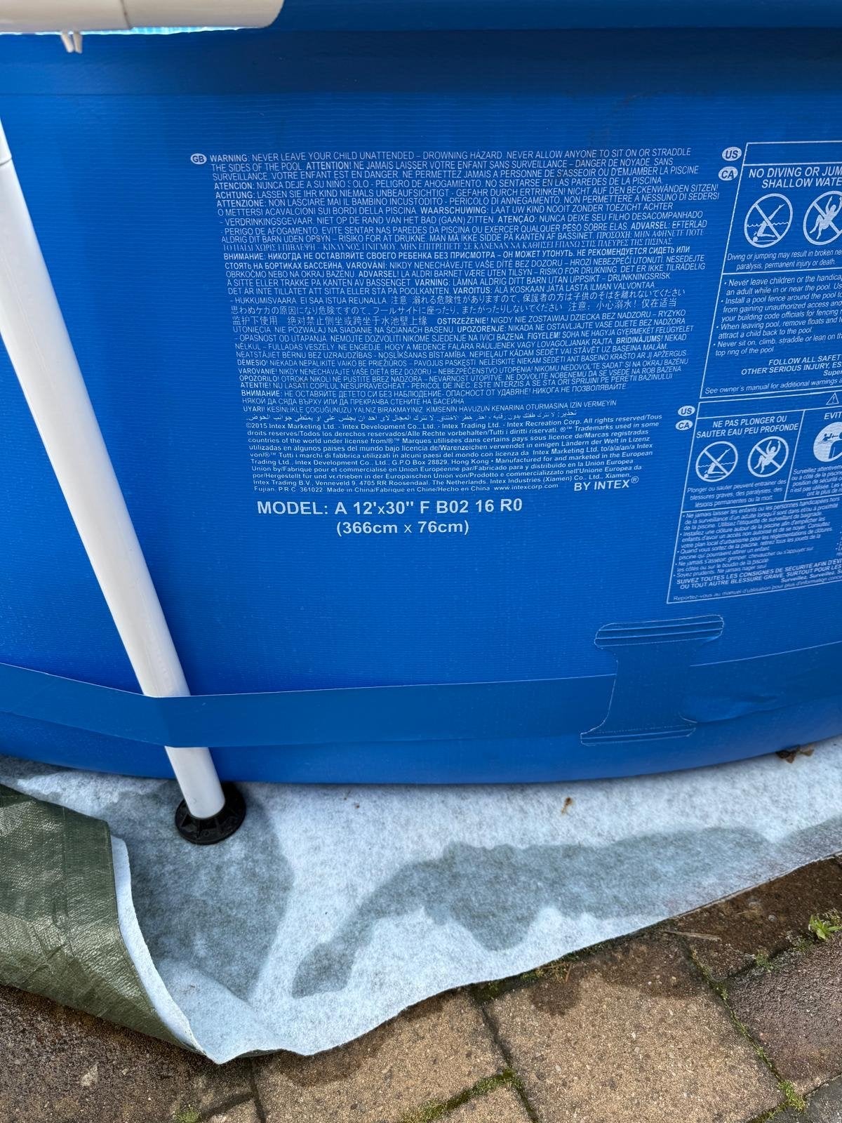 Intex Opzetzwembad 366x76cm - Zo goed als nieuw, Ophalen, Minder dan 80 cm, Rond, 300 cm of meer