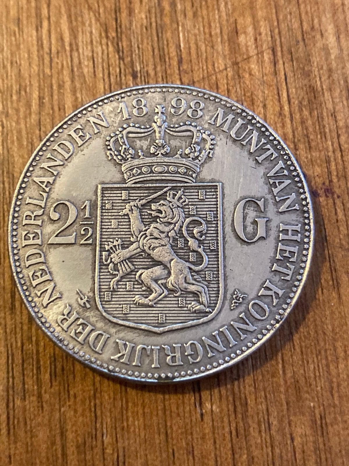 2 1/2 Gulden 1898 Wilhelmina., Verzenden, Koningin Wilhelmina, 2½ gulden, Losse munt