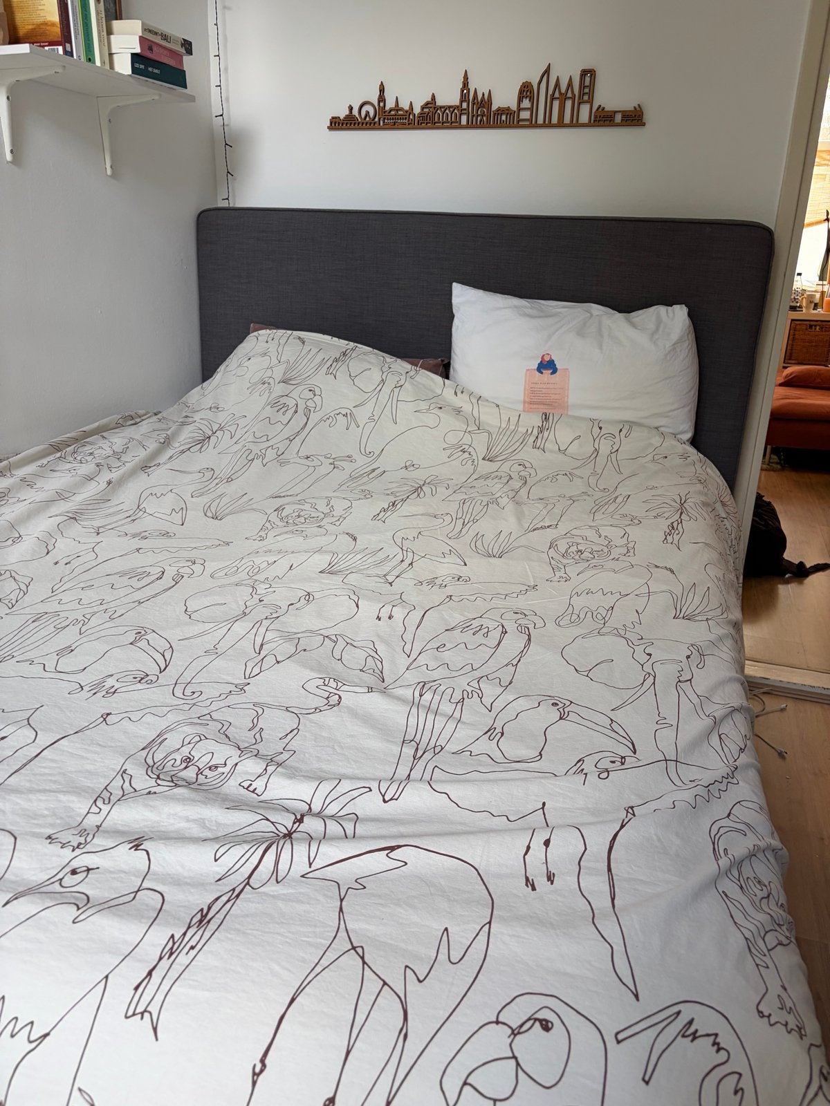 Ikea Dunvik bed 160x200 grijs met topper, Ophalen, Gebruikt, Tweepersoons, 200 cm