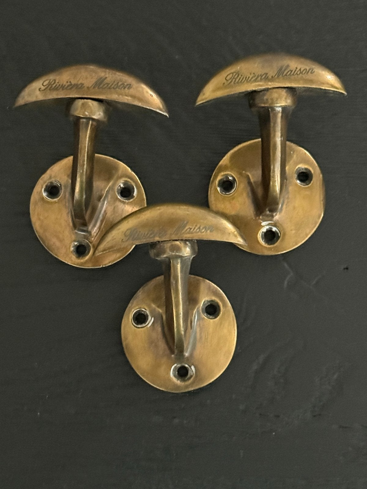 Wandhaak gordijnhaak Rivièra Maison - Set van 3, Gebruikt, Ophalen of Verzenden, Landelijk, Goud