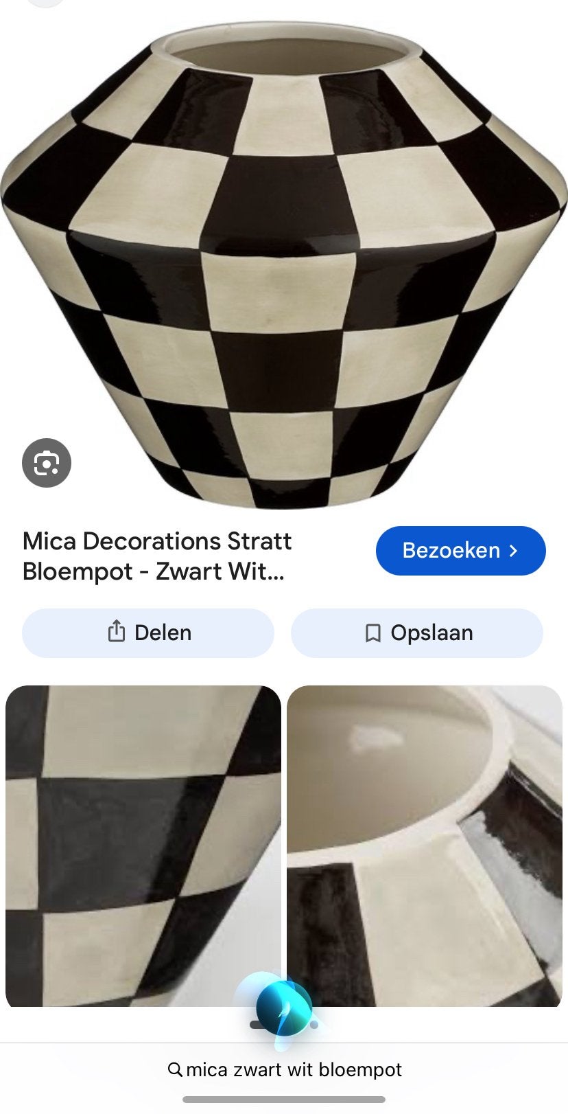 Op zoek naar deze vaas Mica zwart wit geblokt, Met patroon/structuur, Wit, Ophalen of Verzenden, Zo goed als nieuw
