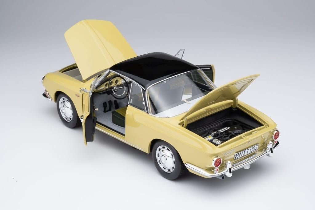 VW Karmann Ghia Manilla geel zwart dak 1:18 nu leverbaar, Hobby en Vrije tijd, Modelauto's | 1:18, Auto, Norev, Ophalen of Verzenden