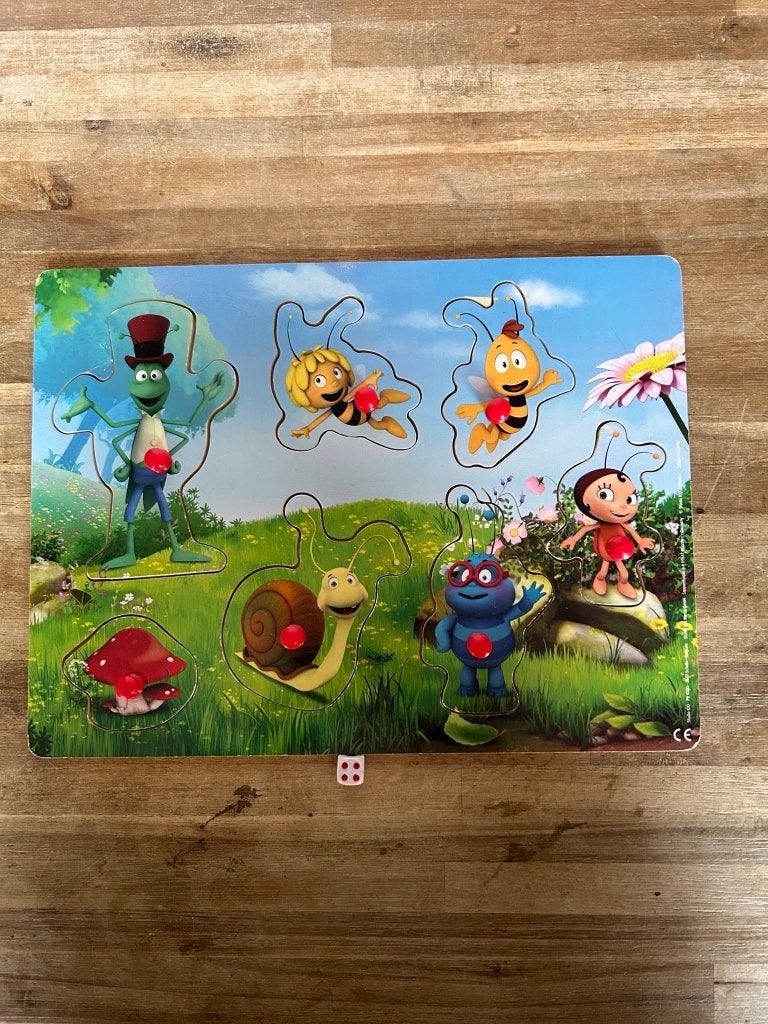 Houten knopjespuzzel Maya de Bij Studio 100, Gebruikt, Ophalen of Verzenden, Van hout, Minder dan 10 stukjes