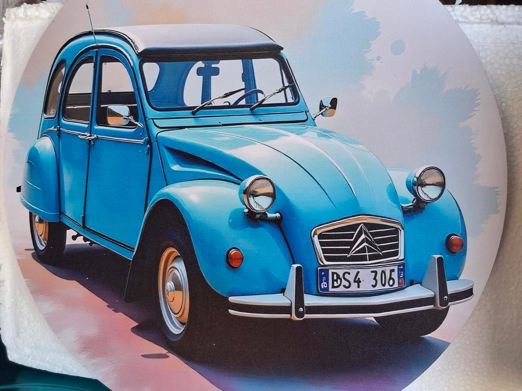 Wandbord Citroën 2CV Eend - Rond 27 cm, Huis en Inrichting, Woonaccessoires | Wanddecoraties, Gebruikt, Wandbord of Wandpaneel