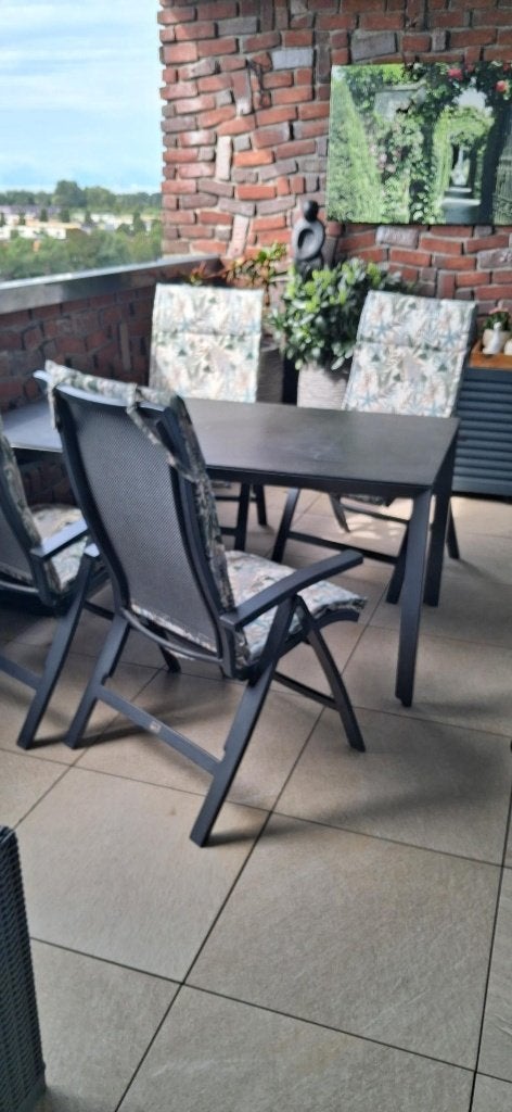4 tuinstoelen Bellagio met Madison kussens, Tuin en Terras, Ophalen, Gebruikt, Aluminium, Inklapbaar