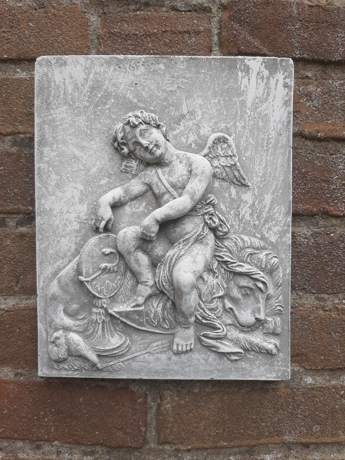 Cupido wanddecoratie betonnen beeld tuinbeeld beton, Ophalen of Verzenden