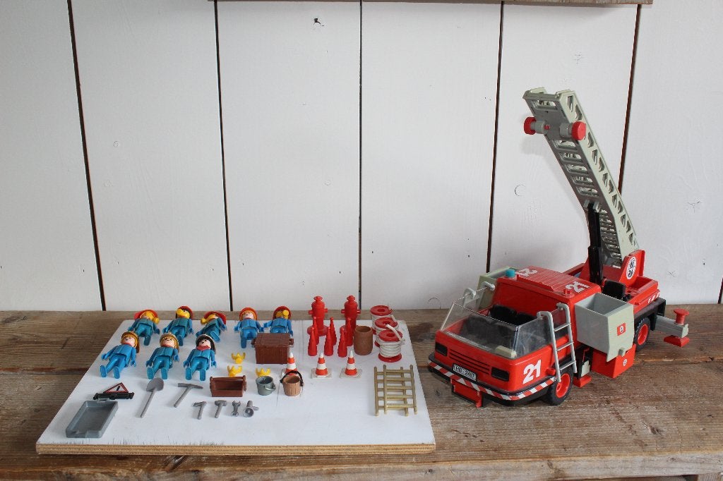 Vintage Playmobil Brandweer met accessoires, Ophalen of Verzenden, Gebruikt, Voertuig