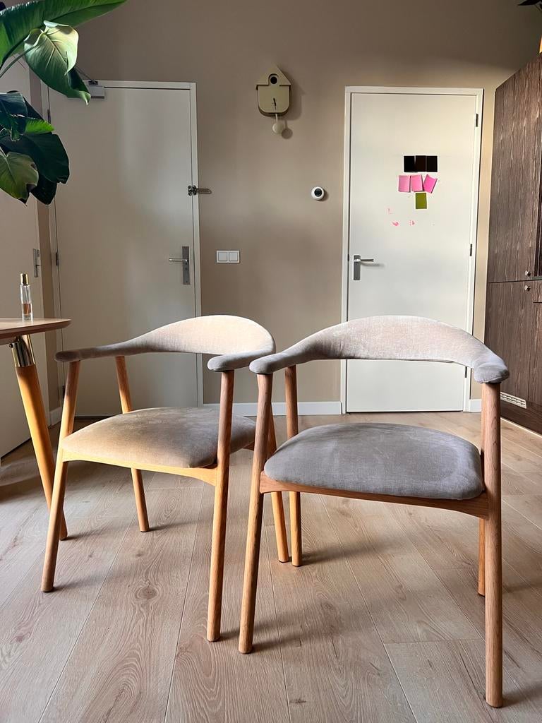 Beige Eetkamerstoelen - Set van 2 - giga meubel, Ophalen, Twee, Bruin, Zo goed als nieuw