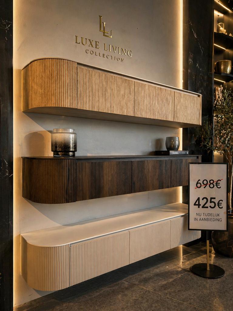 Japandi TV Meubel luxe Keramische Bovenblad  - 2m Design, Huis en Inrichting, Overige materialen, 150 tot 200 cm, Nieuw, Ophalen of Verzenden