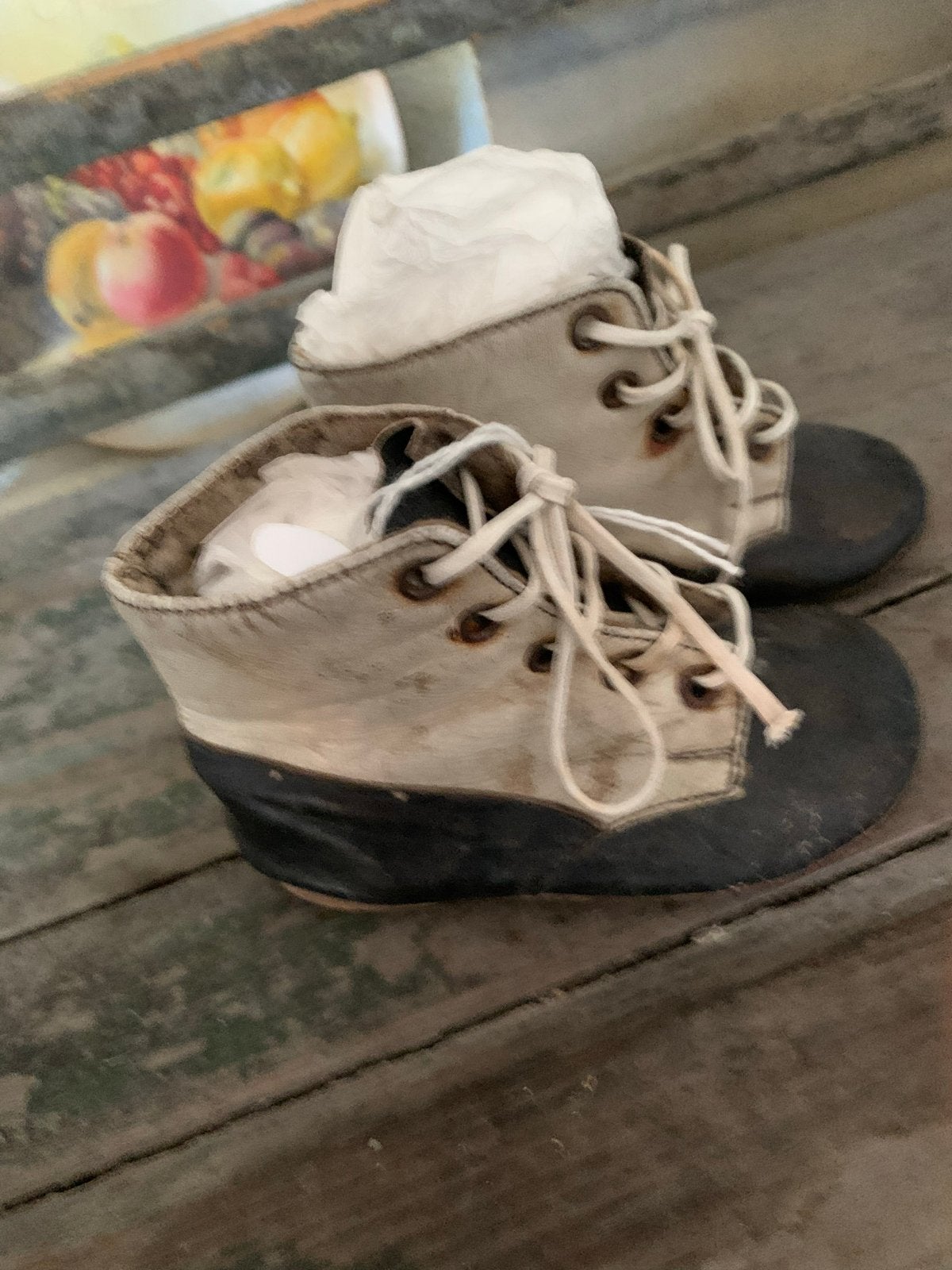 Antieke Zeemleren Schoentjes - Charmante Decoratie, Ophalen of Verzenden, Kinderen