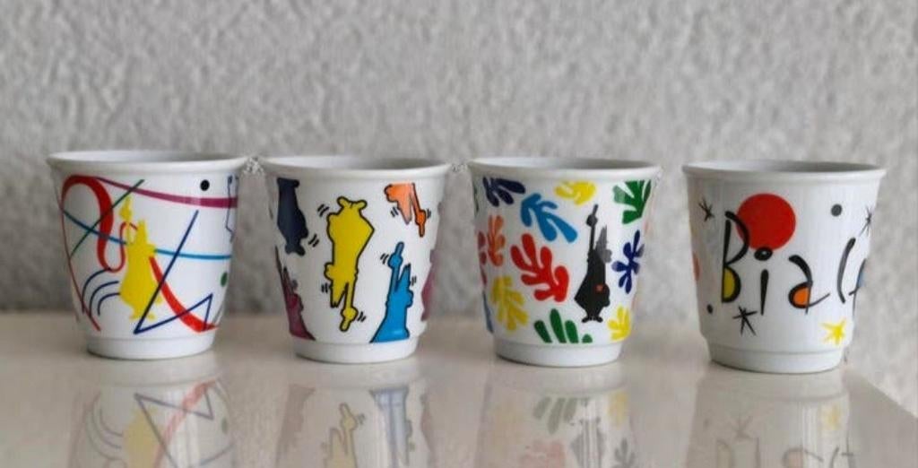 Vier Bialetti Art Espresso Kopjes, Ophalen of Verzenden, Zo goed als nieuw, Overige stijlen, Kop(pen) en/of Schotel(s)