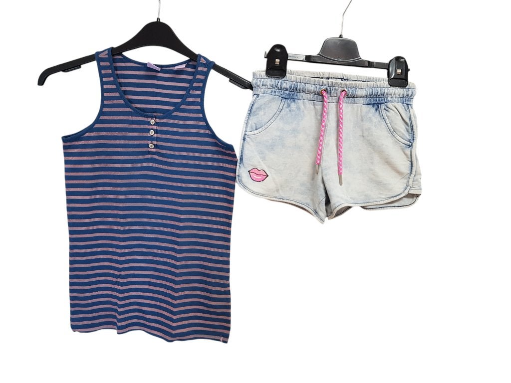 Mooi blauw glitter SCOTCH & SODA singlet maat 12/ 152., Zo goed als nieuw, Shirt of Longsleeve, Scotch R'belle, Verzenden