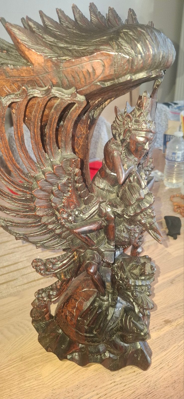 Prachtig handgesneden houten beeld van Garuda, Ophalen, Overige onderwerpen, Handgemaakt, 20 - 50 cm