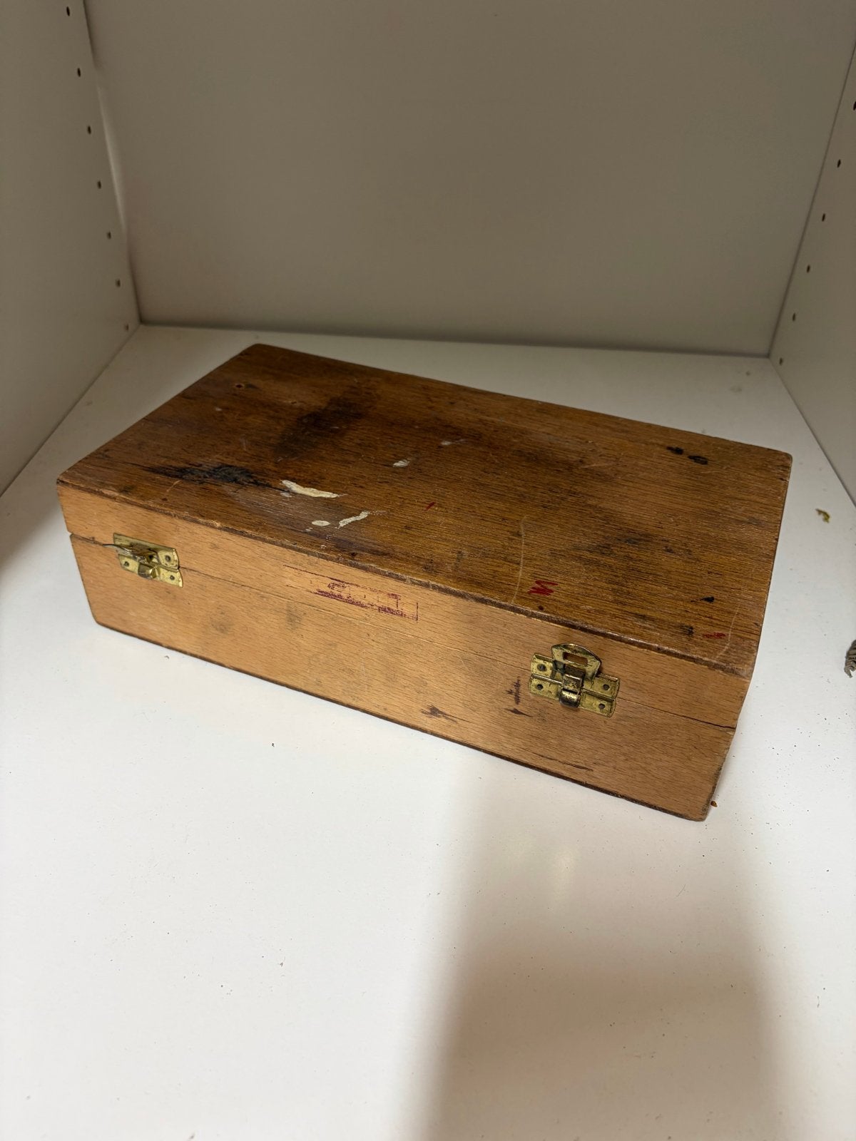Houten kistje met messing sluitingen vintage, Ophalen, Minder dan 50 cm, Gebruikt, Minder dan 50 cm