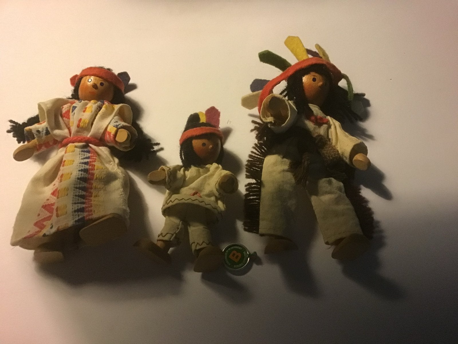 Set van 3 houten indianen poppetjesduits handwerk giro 555, Ophalen of Verzenden, Gebruikt, Pop