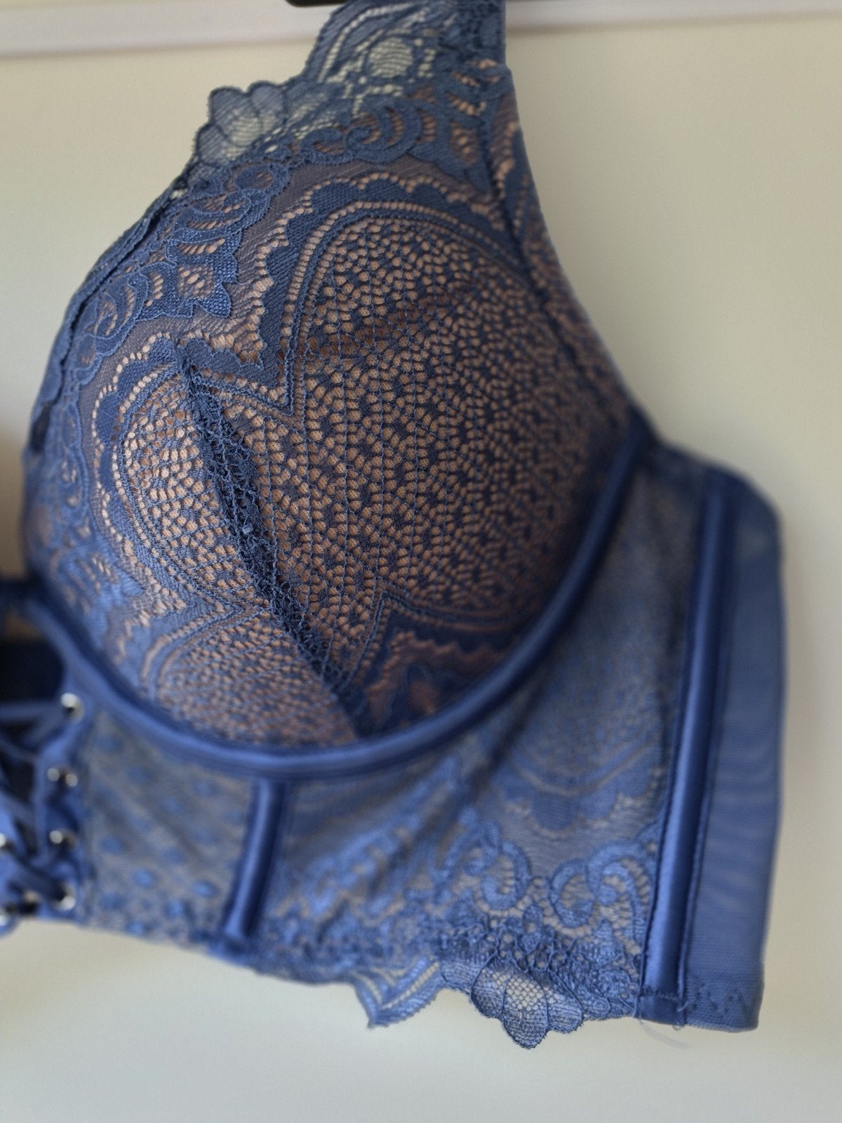 Hunkemöller BH 85B - Blauw met kant, Hunkemöller, Ophalen of Verzenden, Blauw, BH