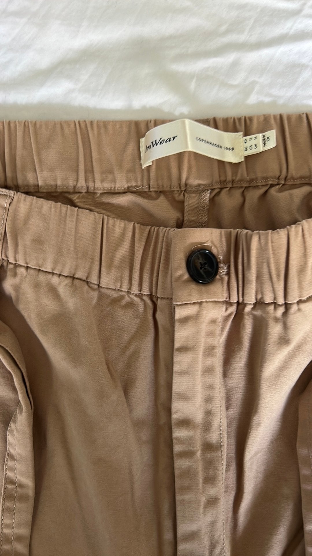 InWear nieuwe camelkleurige katoenen broek met wijde pijpen., Maat 38/40 (M), Overige kleuren, Verzenden, Zo goed als nieuw