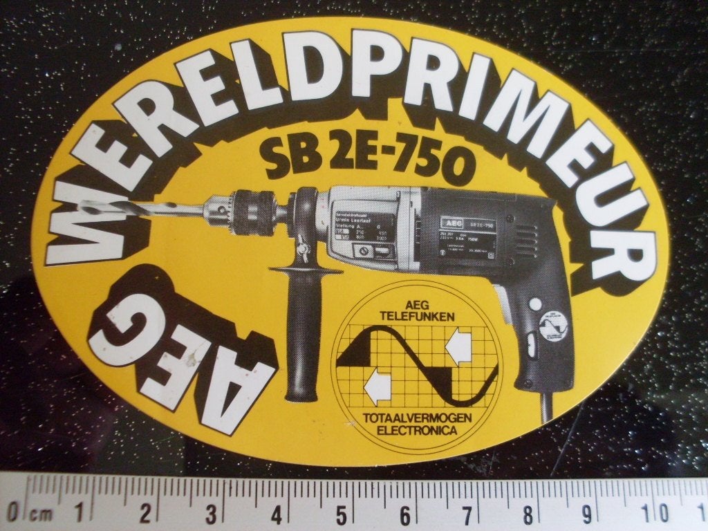 sticker aeg boormachine wereldprimeur klopboormachine, Verzenden, Zo goed als nieuw, Merk