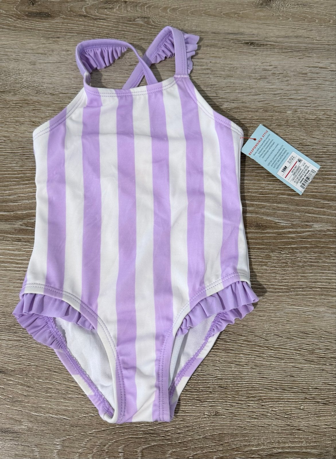 Nieuw Cat & Jack gestreept badpak, maat 18M, Meisje, Badpak, Nieuw, Overige maten