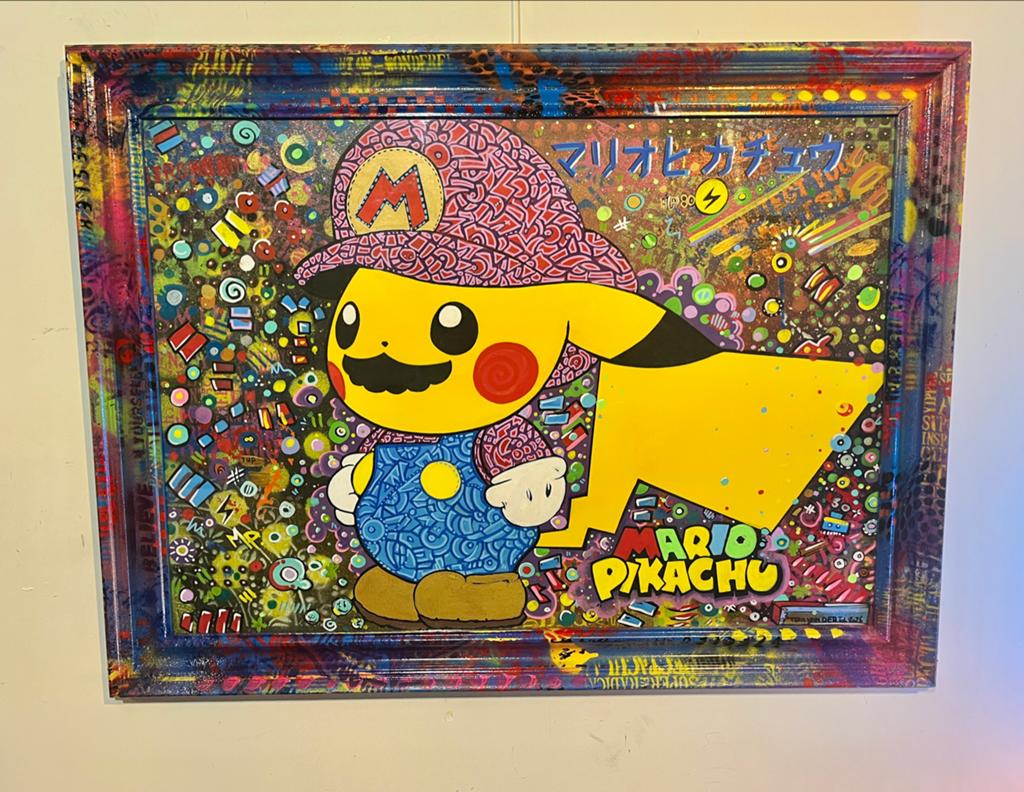 Unieke Mario Pikachu Kunstwerk in Lijst - Eyecatcher!, Ophalen