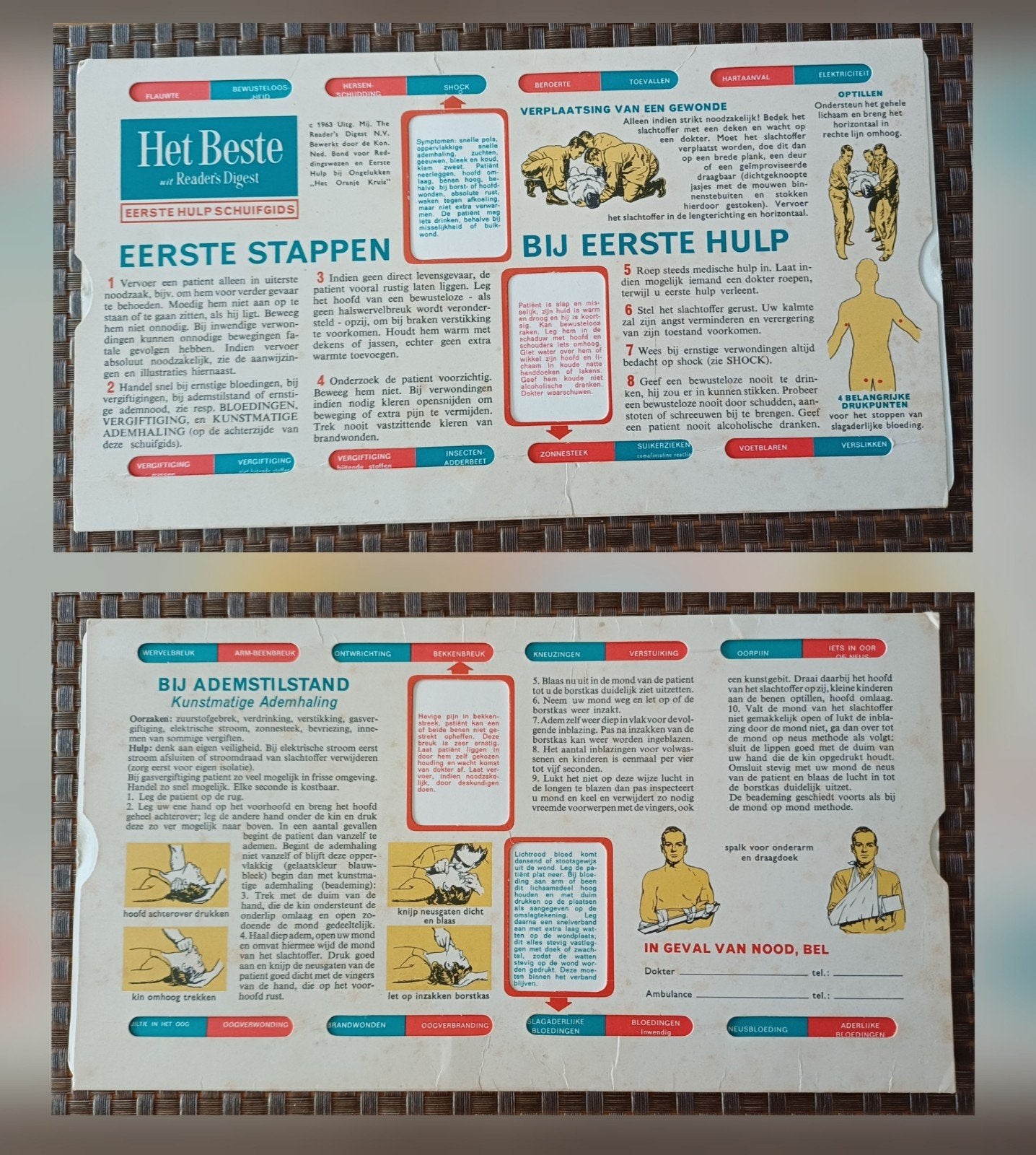 Vintage Eerste Hulp Schuifgids (1963), Antiek en Kunst, Ophalen of Verzenden