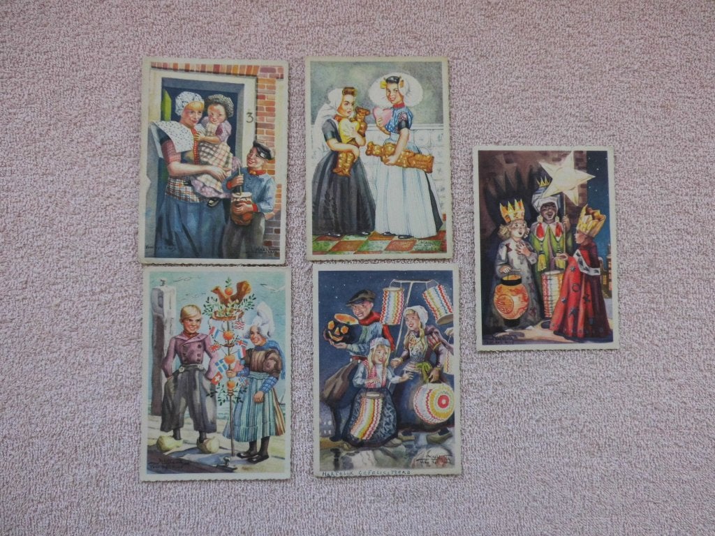 Max Nauta - 5 Oude Ansichtkaarten - Diverse Thema's, Ophalen of Verzenden, 1940 tot 1960, Gelopen, Overige thema's