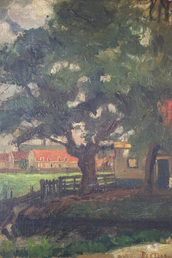 George Pletser, 1871 - 1942, fraaie olieverf op board., Verzenden
