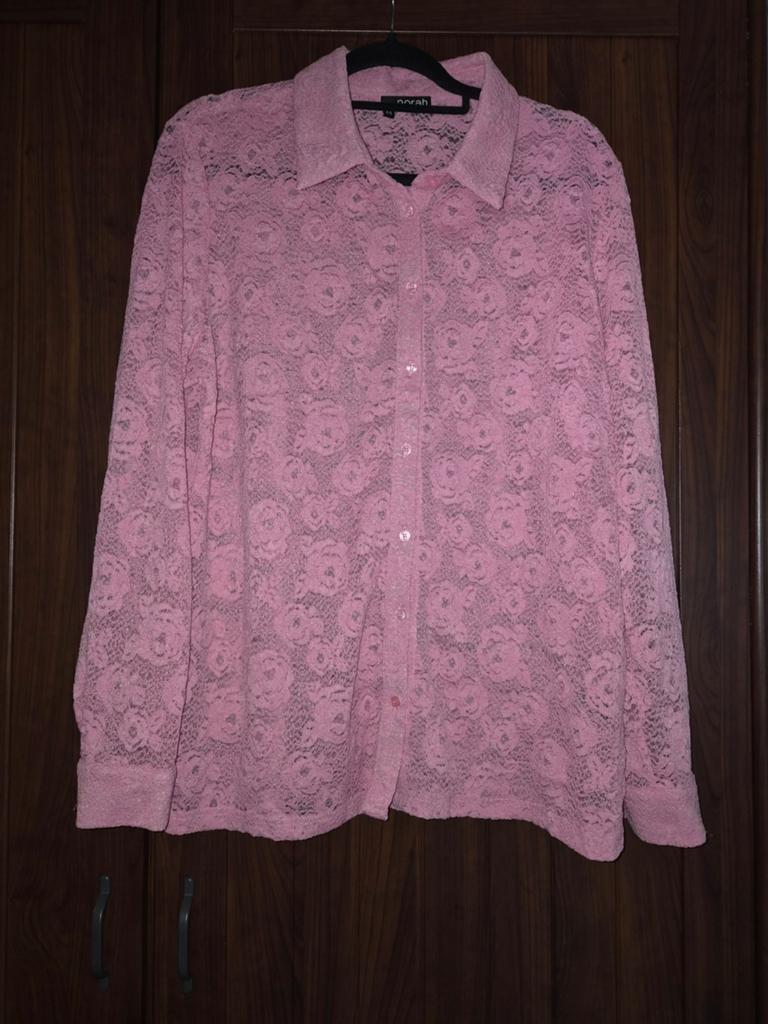 Kanten blouse rose maat 44, Kleding | Dames, Maat 42/44 (L), Ophalen of Verzenden, Zo goed als nieuw, Korte mouw
