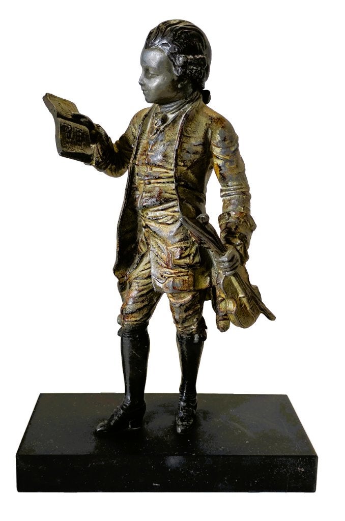 Mozart beeld in Brons op sokkel., Ophalen of Verzenden
