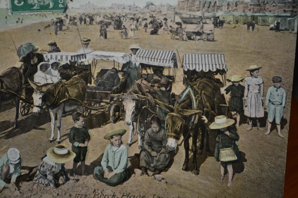 FRANKRIJK 1908 STRAND  INVALIDEN VERVOER KAR  EZELS, Ophalen of Verzenden, Voor 1920, Gelopen, Sterren en Beroemdheden