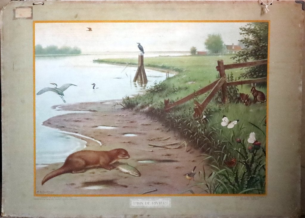 Aan de rivier (M.A. Koekkoek), Antiek en Kunst, Antiek | Schoolplaten, Ophalen, Geschiedenis