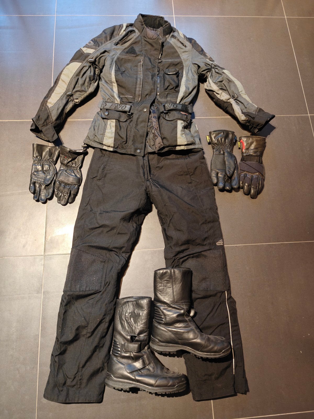 Complete Motoroutfit: Jas, Broek, Laarzen, Handschoenen, Motoren, Kleding | Motorkleding, Ophalen, Tweedehands, Dames, Jas | textiel