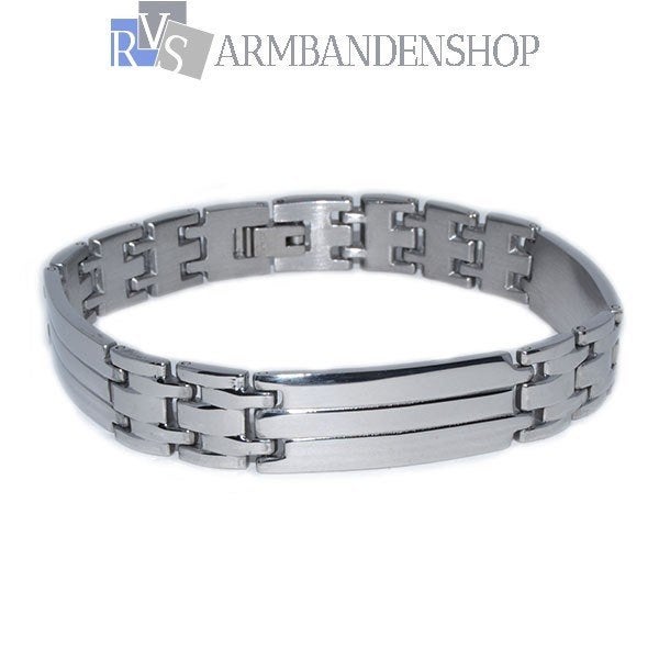 Rvs stalen heren armband 21.5 cm. sieraden van staal, Ophalen of Verzenden, Nieuw, Zilver, Staal