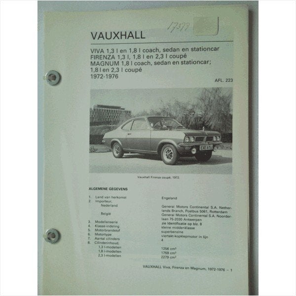 Vauxhall Viva Firenza Magnum Vraagbaak losbladig 1972-1976 #, Ophalen of Verzenden, Gelezen, Overige merken
