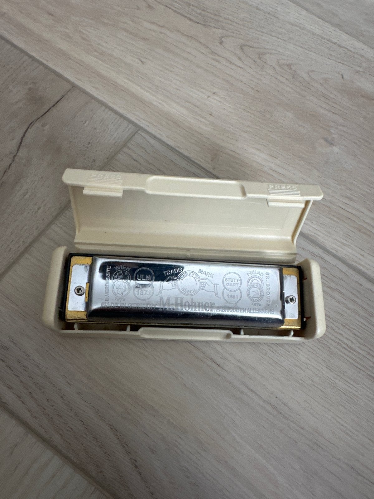 Hohner Big River Harp G-mondharmonica met doosje, Gebruikt, G-mondharmonica, Ophalen of Verzenden, Met koffer of doosje
