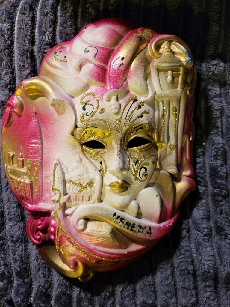 Decoratieve Venetiaanse masker van gips - Venezia, Ophalen of Verzenden, Zo goed als nieuw