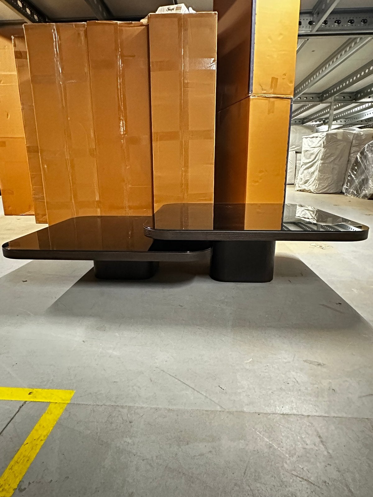 Design Salontafel - Zwart glas en hout, Ophalen, Vierkant, Nieuw, 5 – 50
