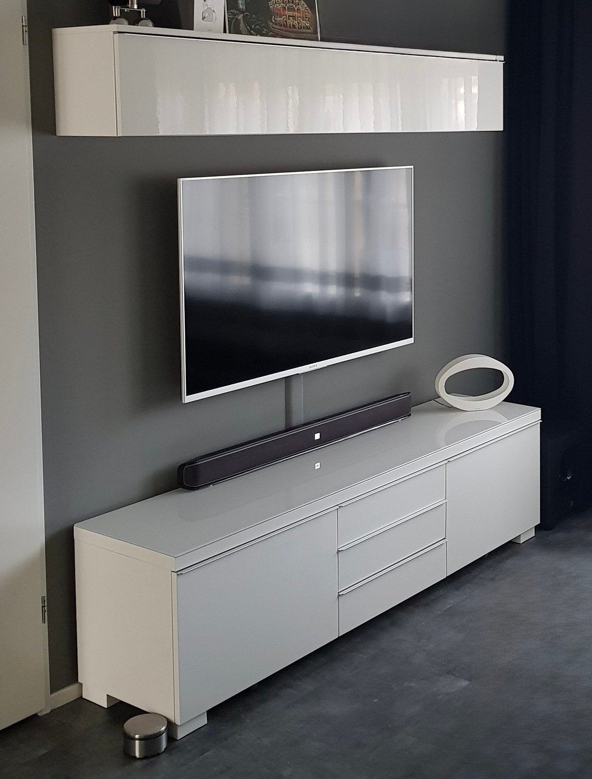 Ikea besta burs televisie kast tv hoogglans wit, Ophalen, 150 tot 200 cm, Zo goed als nieuw, Minder dan 100 cm