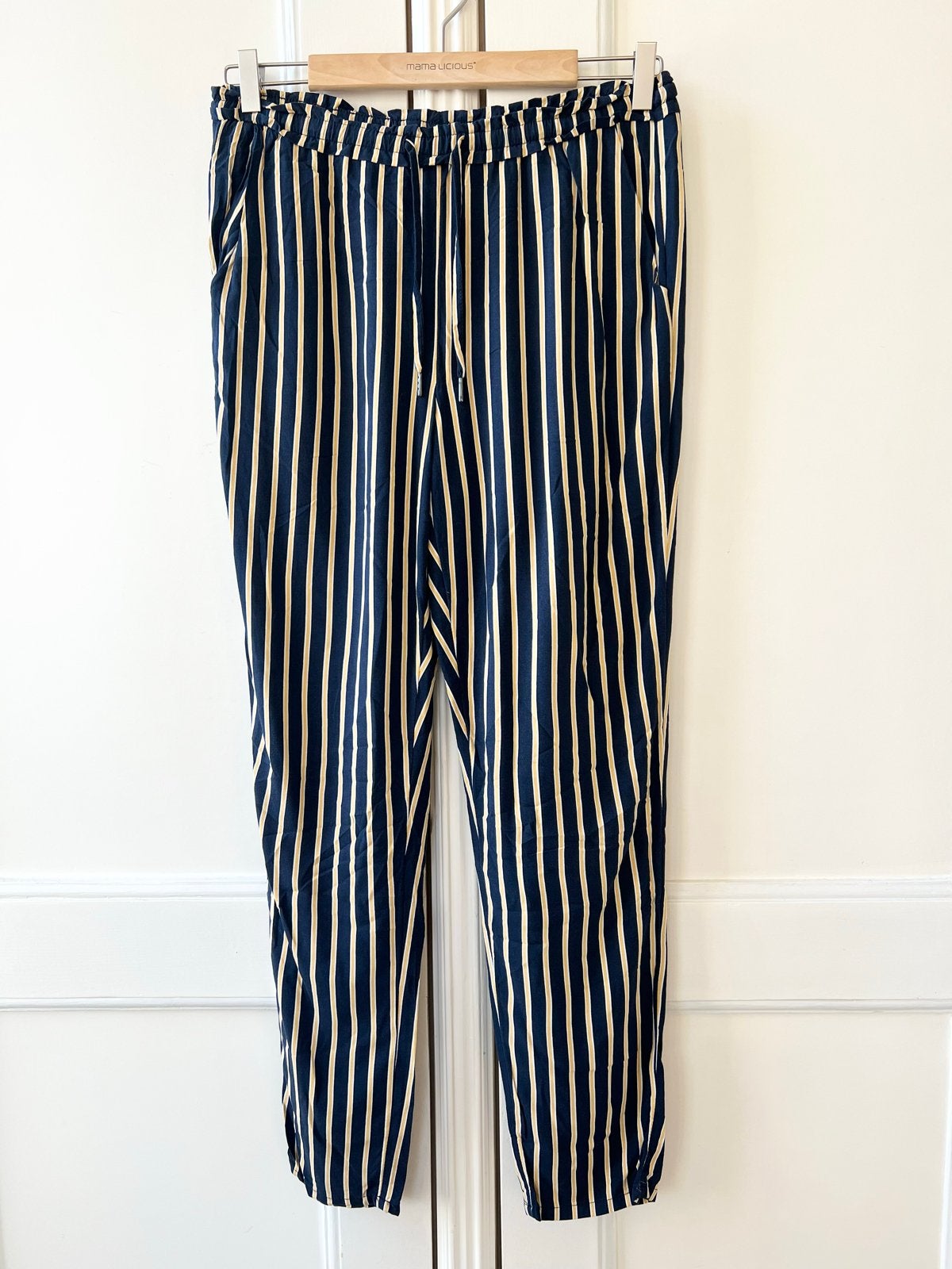 Kiabi gestreepte broek donkerblauw/geel, Maat 40, Maat 38/40 (M), P, Blauw, P