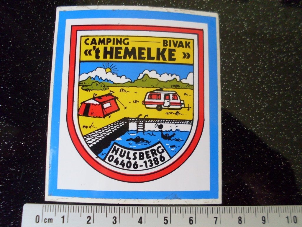 sticker camping bivak 't hemelke hulsberg logo, Verzenden, Zo goed als nieuw, Bedrijf of Vereniging