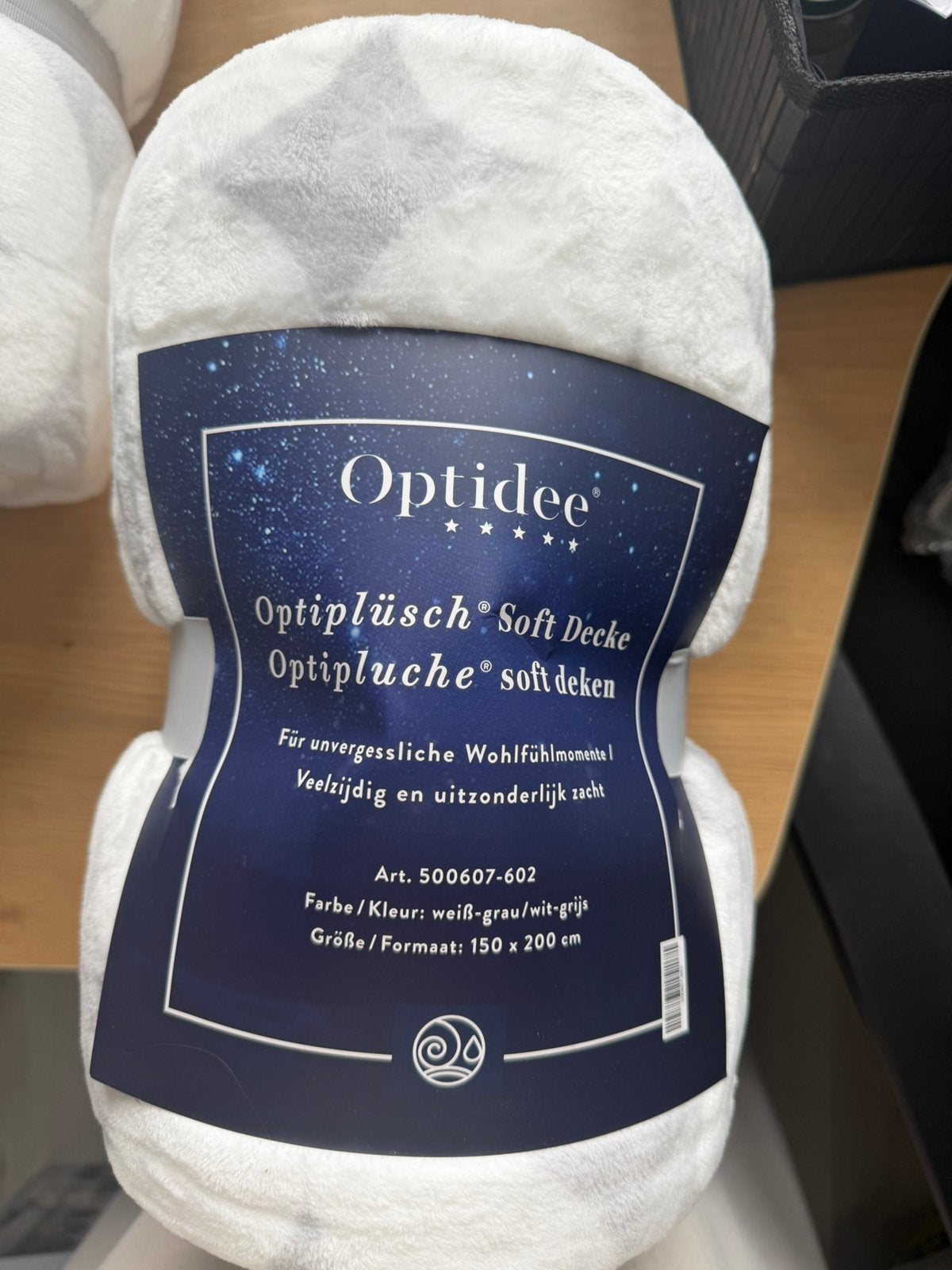 Optidee Optipluche soft woondeken wit/grijs, Eenpersoons, Wit, Nieuw, Ophalen of Verzenden