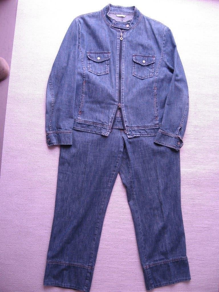 Denim broek met jasje., Blauw, Maat 42/44 (L), Ophalen of Verzenden, Rosner