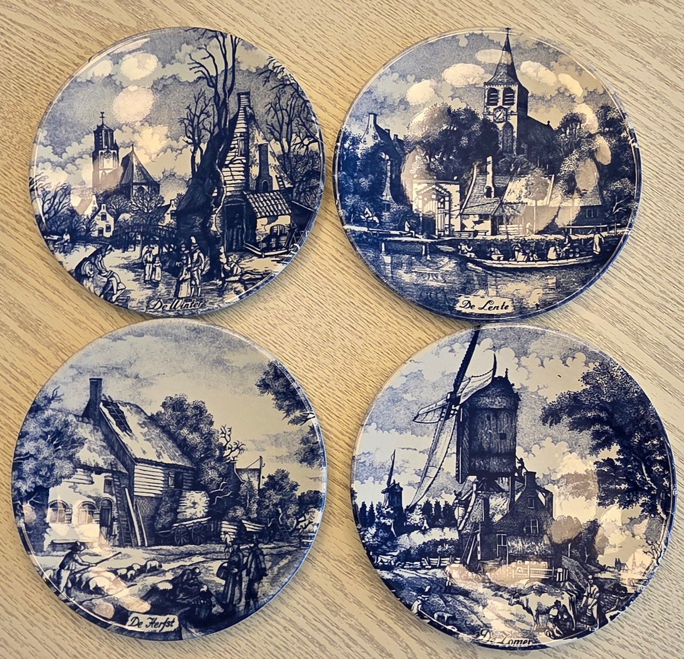 Delfts Blauw: De Vier Seizoenen Wandborden, Ophalen of Verzenden