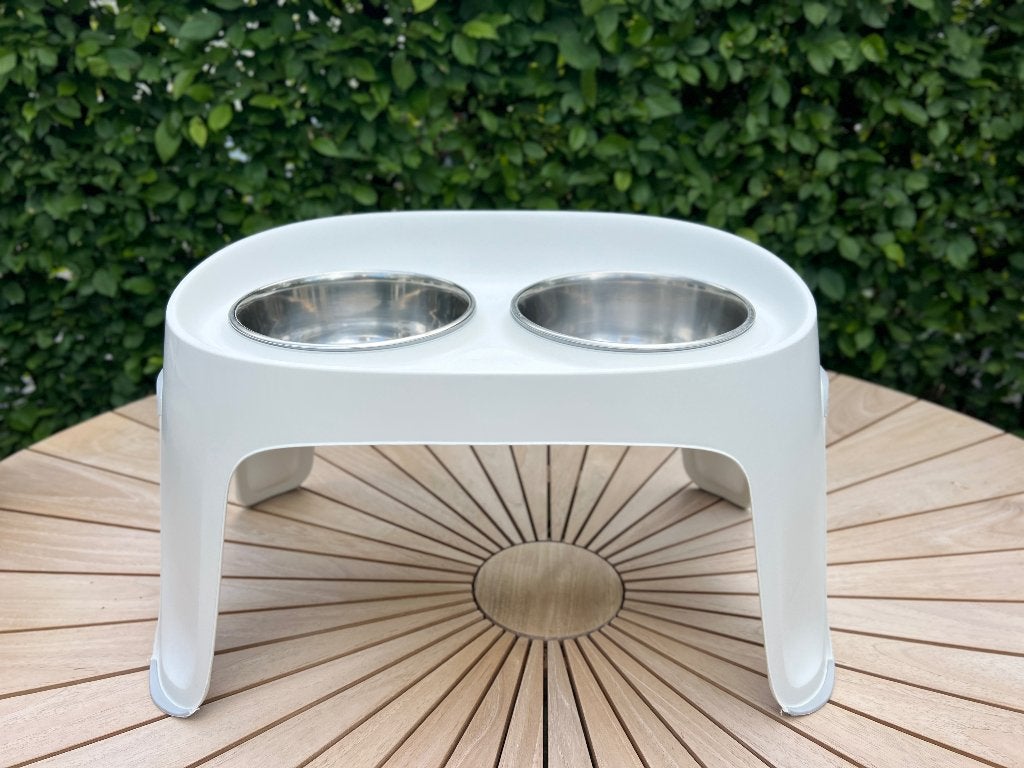 Dubbele eet/drinkbak standaard hond - wit, Ophalen, Zo goed als nieuw