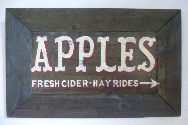 Uniek handgeschilderd reclame bord/appel/cider/boerderij, Reclamebord, Ophalen of Verzenden, Zo goed als nieuw, B6