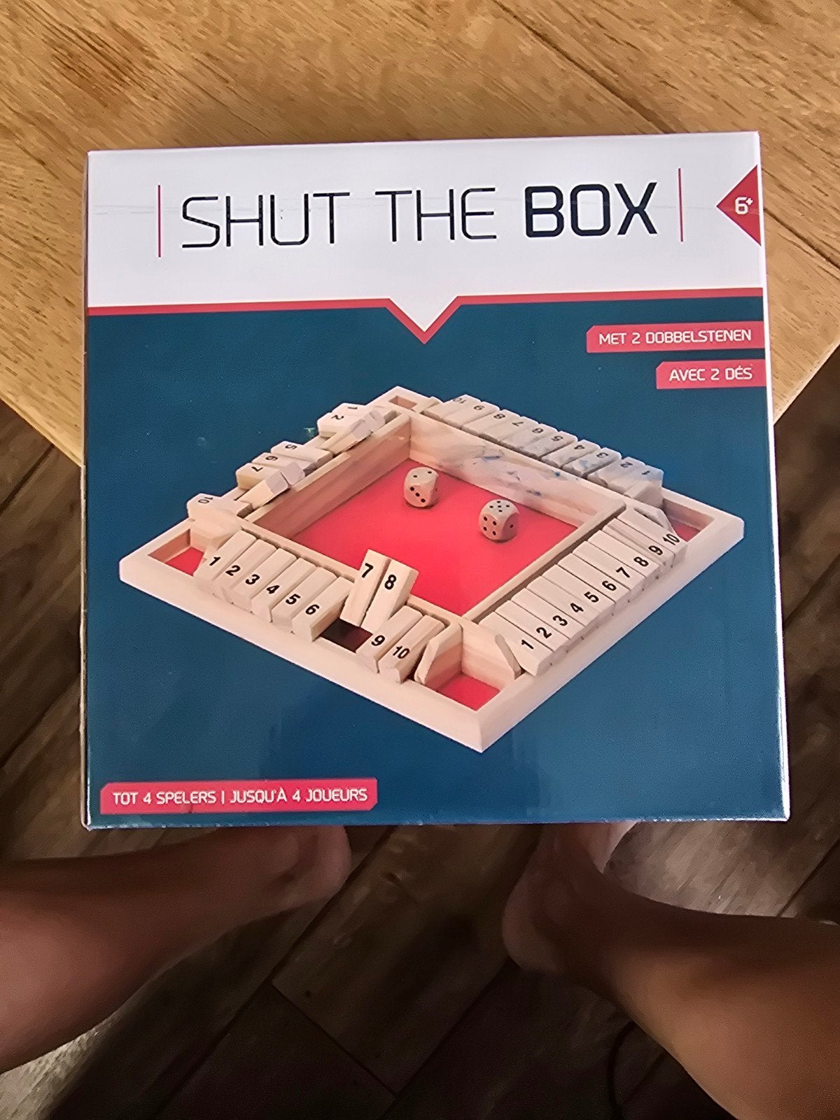 Shut the Box - Houten dobbelspel met 2 dobbelstenen, Een of twee spelers, Ophalen of Verzenden, Zo goed als nieuw, Reisspel